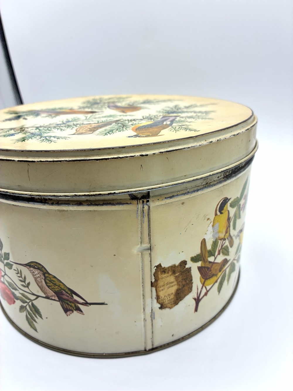 Vintage Tom Sturgis Bird Tin Round Metal Storage Box Cottagecore - Picture 7 of 16